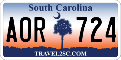 SC license plate AOR724
