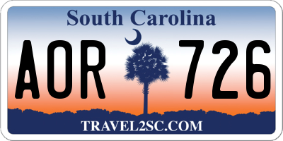 SC license plate AOR726