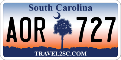 SC license plate AOR727