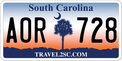 SC license plate AOR728