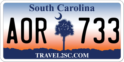SC license plate AOR733
