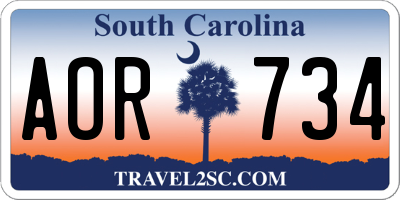 SC license plate AOR734