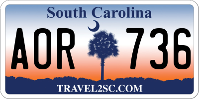 SC license plate AOR736