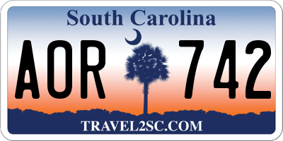 SC license plate AOR742