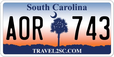 SC license plate AOR743