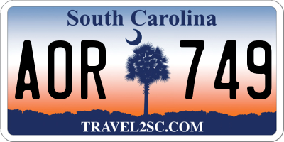 SC license plate AOR749