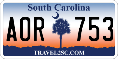 SC license plate AOR753