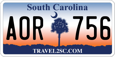 SC license plate AOR756