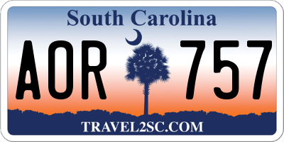 SC license plate AOR757
