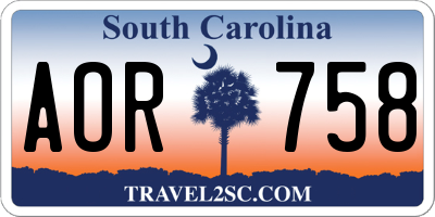 SC license plate AOR758
