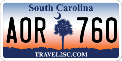 SC license plate AOR760