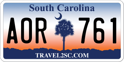 SC license plate AOR761