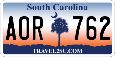 SC license plate AOR762