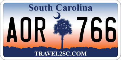 SC license plate AOR766