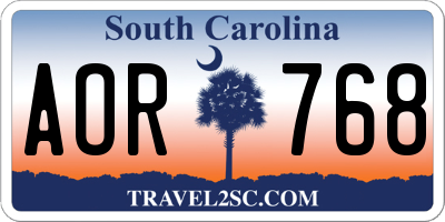 SC license plate AOR768