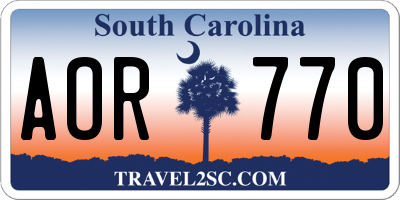 SC license plate AOR770