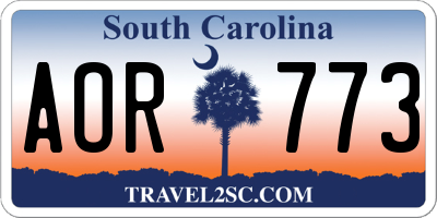 SC license plate AOR773