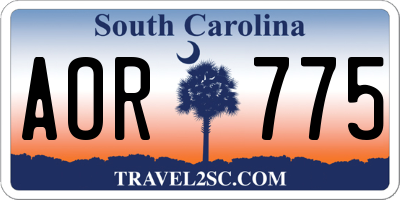 SC license plate AOR775