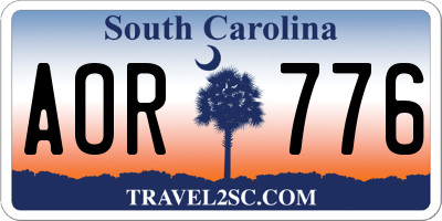 SC license plate AOR776