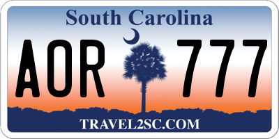 SC license plate AOR777
