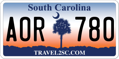 SC license plate AOR780
