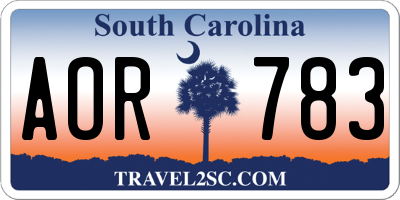 SC license plate AOR783
