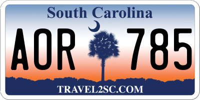 SC license plate AOR785