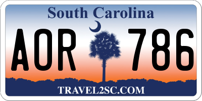 SC license plate AOR786