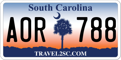 SC license plate AOR788