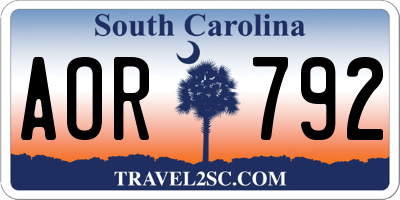 SC license plate AOR792