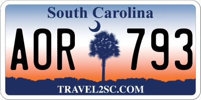 SC license plate AOR793