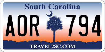 SC license plate AOR794