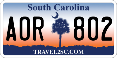 SC license plate AOR802