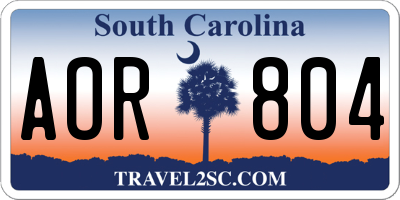 SC license plate AOR804