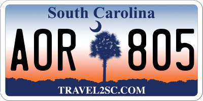 SC license plate AOR805