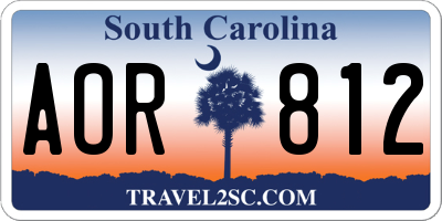 SC license plate AOR812