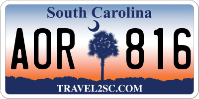 SC license plate AOR816