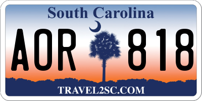 SC license plate AOR818