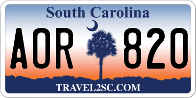 SC license plate AOR820
