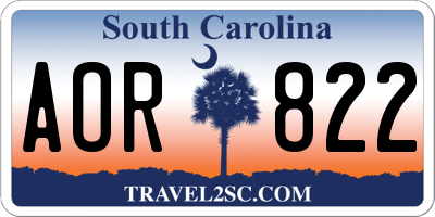SC license plate AOR822