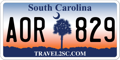 SC license plate AOR829