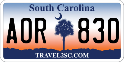 SC license plate AOR830