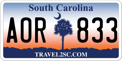 SC license plate AOR833