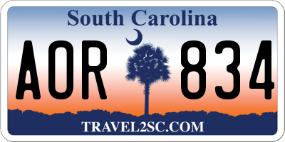 SC license plate AOR834