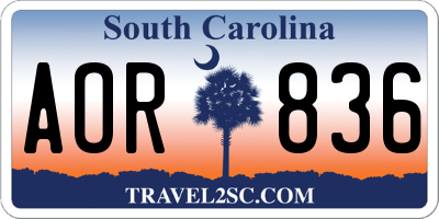 SC license plate AOR836