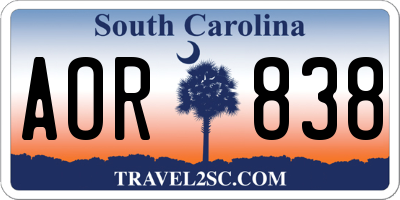 SC license plate AOR838