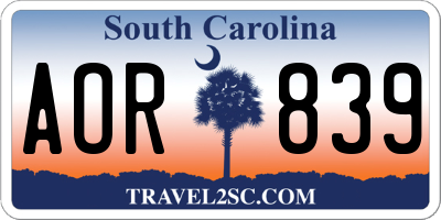 SC license plate AOR839