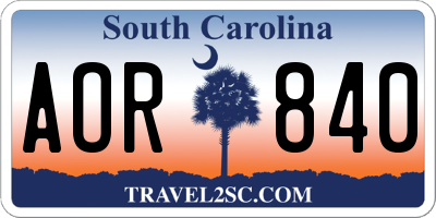 SC license plate AOR840