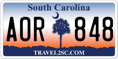 SC license plate AOR848