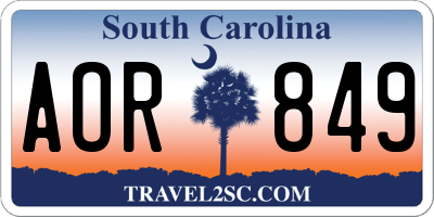 SC license plate AOR849
